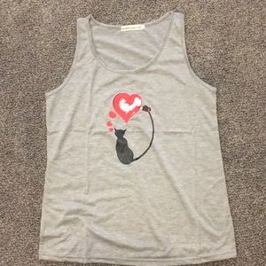 Cat & Heart tank top